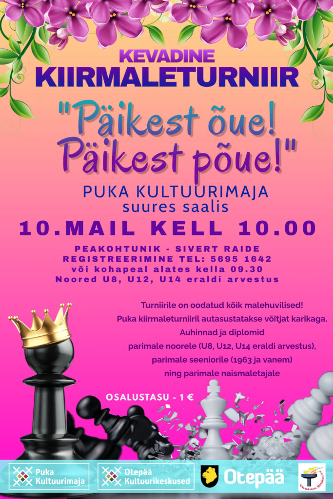 Kevadine kiirmaleturniir “Päikest õue! Päikest põue!”