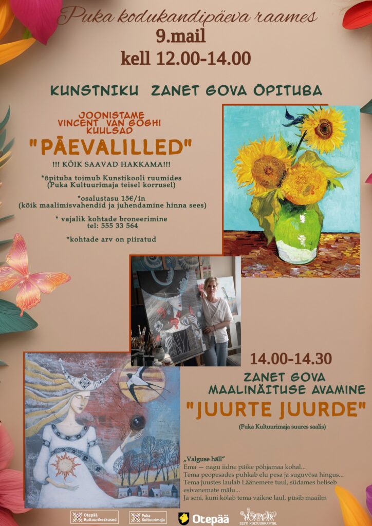 Joonistame Vincent van Goghi kuulsad “PÄEVALILLED”. Zanet Gova meistriklass ja maalinäituse avamine